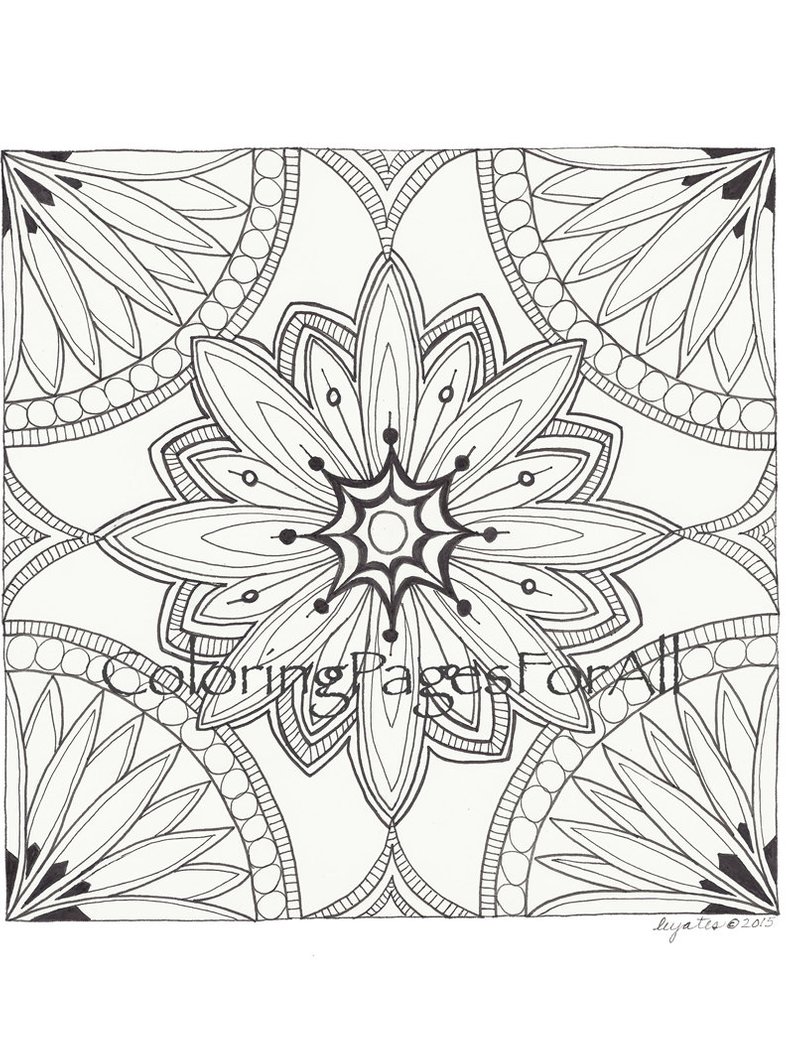 794x1040 Star Flower Zentangle Inspired Adult Coloring - Star Flower Drawing