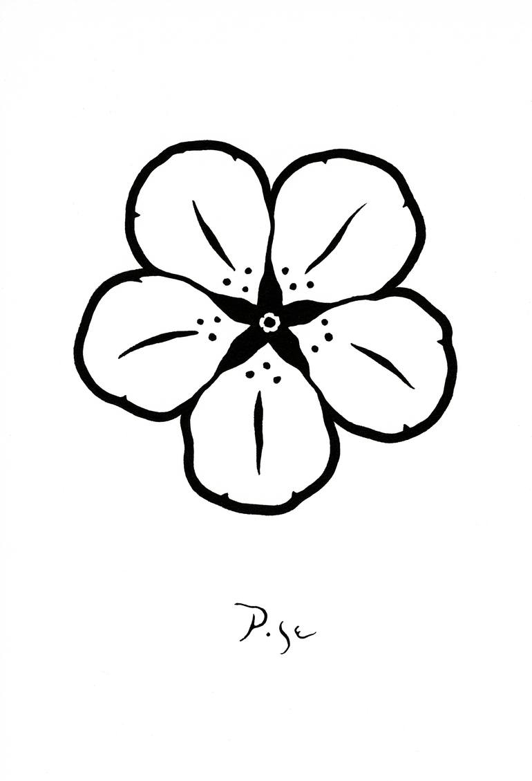 770x1129 White Flower's Black Star Drawing - Star Flower Drawing