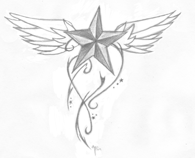 671x545 star designs tribal tattoo star designs for mens shoulder nautical - Star Tattoo Drawing Designs