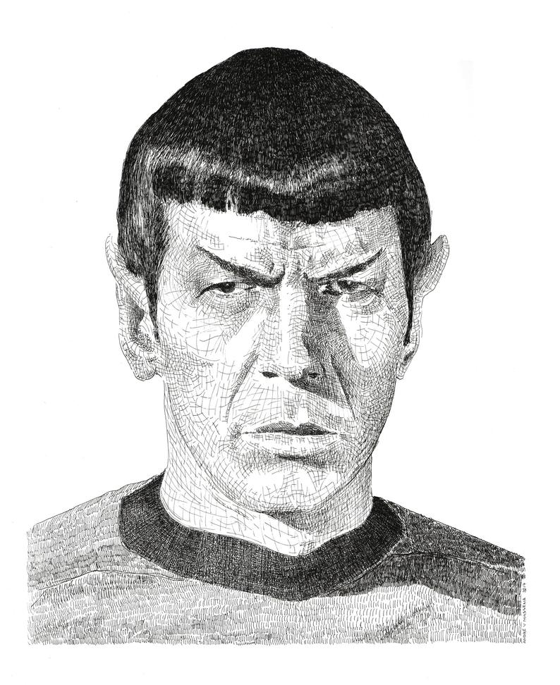 794x972 geek art portrait of spock star trek original and realistic etsy - Star Trek Drawings