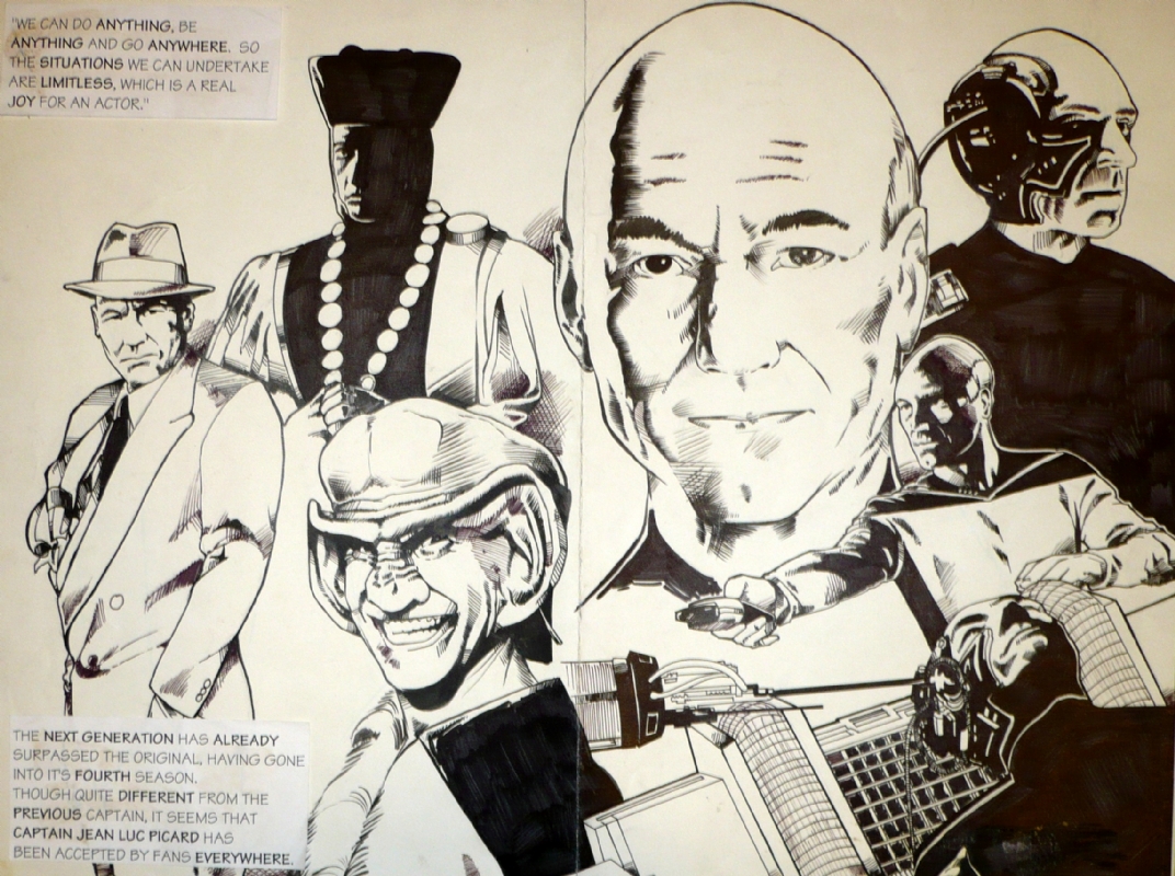 1072x800 original comics drawing of star trek next generation in svv - Star Trek Drawings