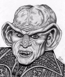 251x300 aceo art original charcoal drawing portrait quark star trek us - Star Trek Drawings
