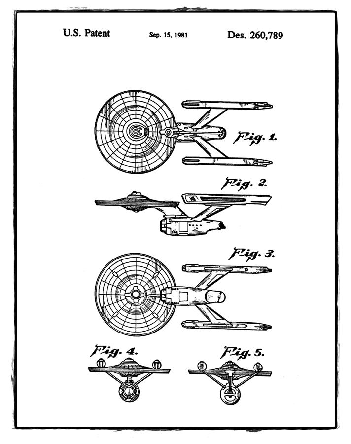 712x900 star trek enterprise patent white photograph - Star Trek Enterprise Drawing