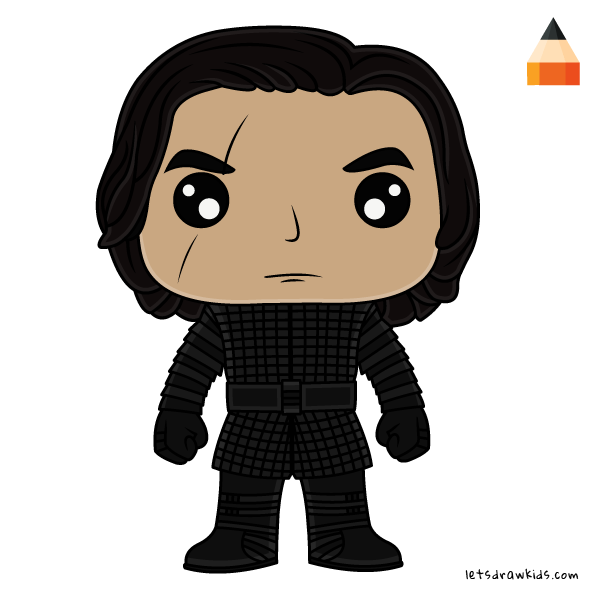 600x600 how to draw kylo ren chibi star wars step - Star Wars Cartoon Drawing