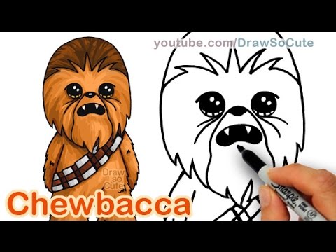 480x360 how to draw star wars chewbacca cute step - Star Wars Cartoon Drawing