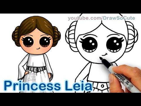 480x360 how to draw star wars princess leia cute step - Star Wars Cartoon Drawing