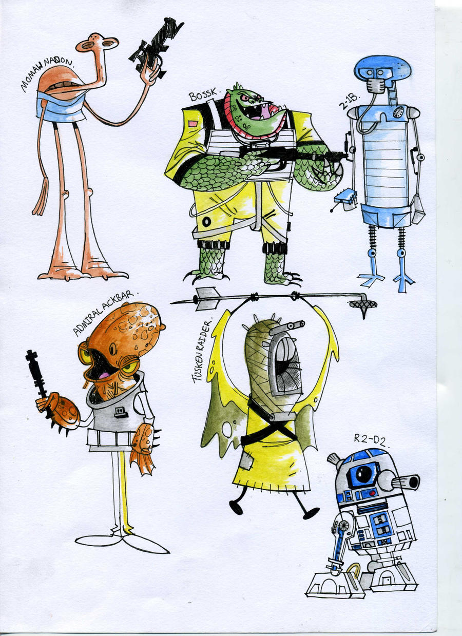 900x1239 Star Wars Cartoon Water Colour Drawings - Star Wars Cartoon Drawing