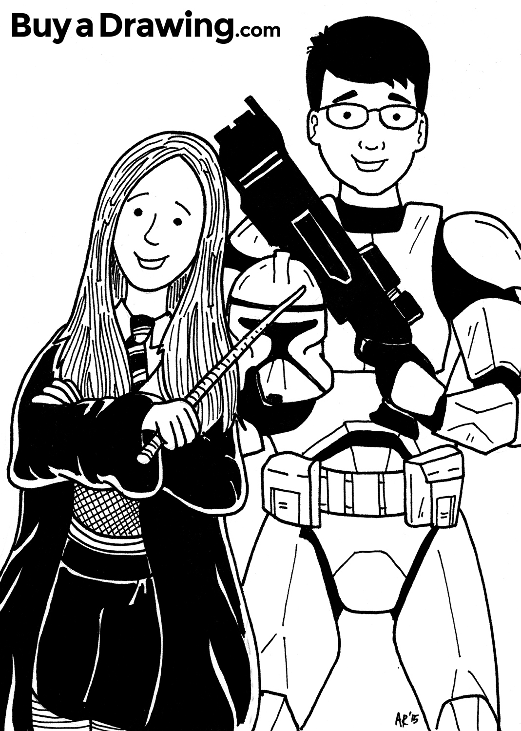 1069x1500 Star Wars Clone And Harry Potter Wizard Cartoon Caricature - Star Wars Cartoon Drawing
