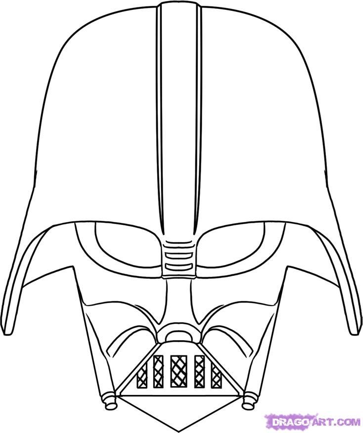 734x876 How To Draw Vader, Step - Star Wars Characters Drawings