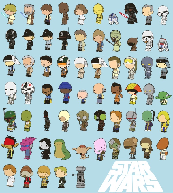 600x670 miniature star wars characters - Star Wars Characters Drawings