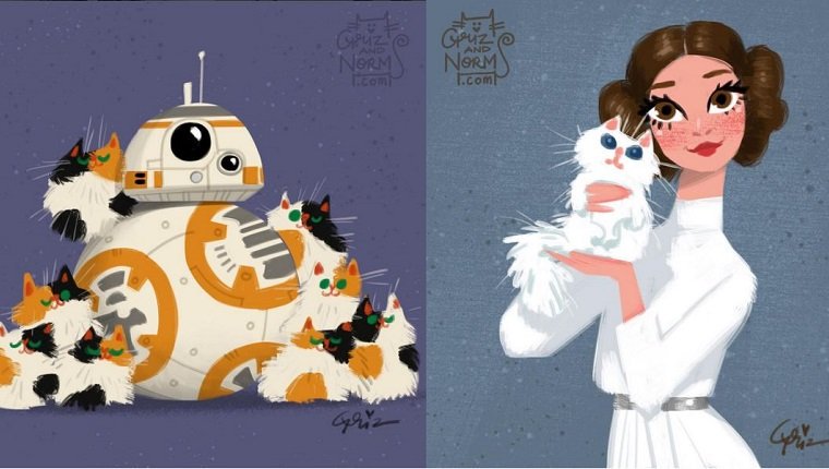760x430 disney artists draw star wars characters with their cats - Star Wars Characters Drawings