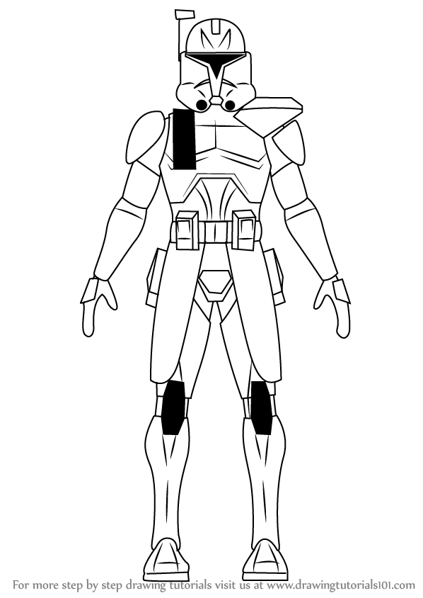 598x844 Learn How To Draw Captain Rex From Star Wars - Star Wars Clone Drawing