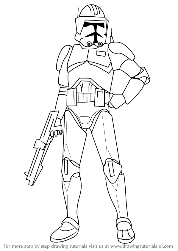 598x844 Learn How To Draw Cody From Star Wars - Star Wars Clone Drawing