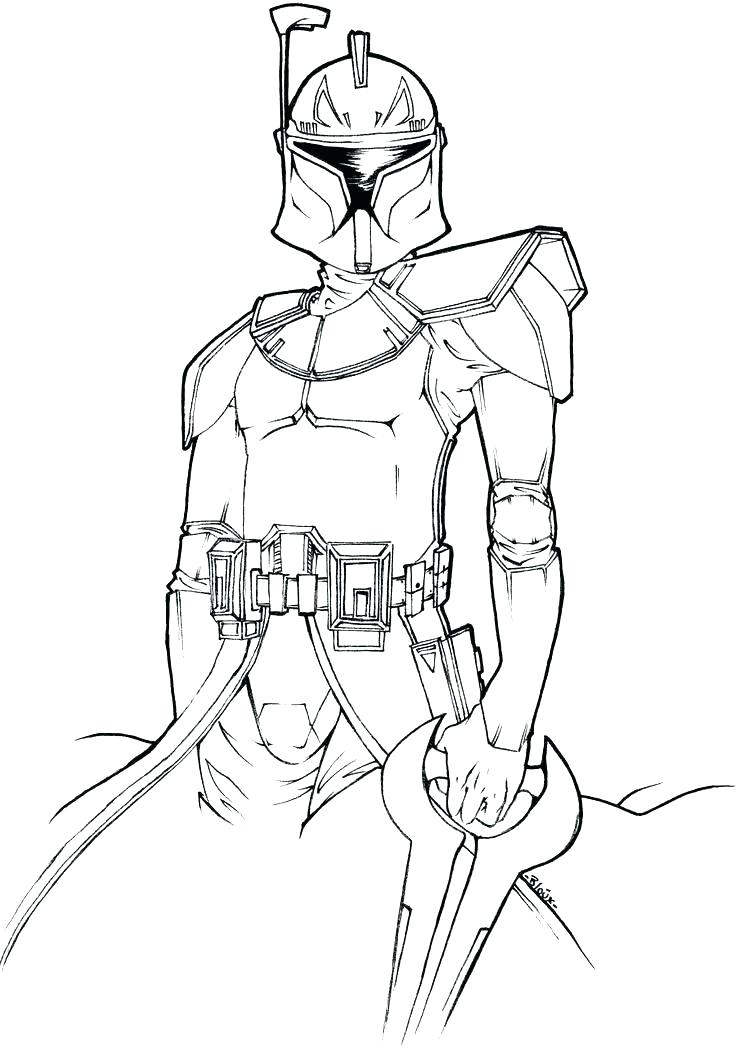 736x1051 the clone trooper drawing in star wars coloring - Star Wars Clone Trooper Drawing