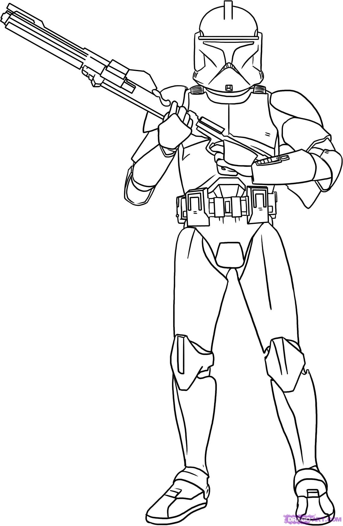 1143x1753 How To Draw A Clone Trooper, Step - Star Wars Clone Wars Drawings