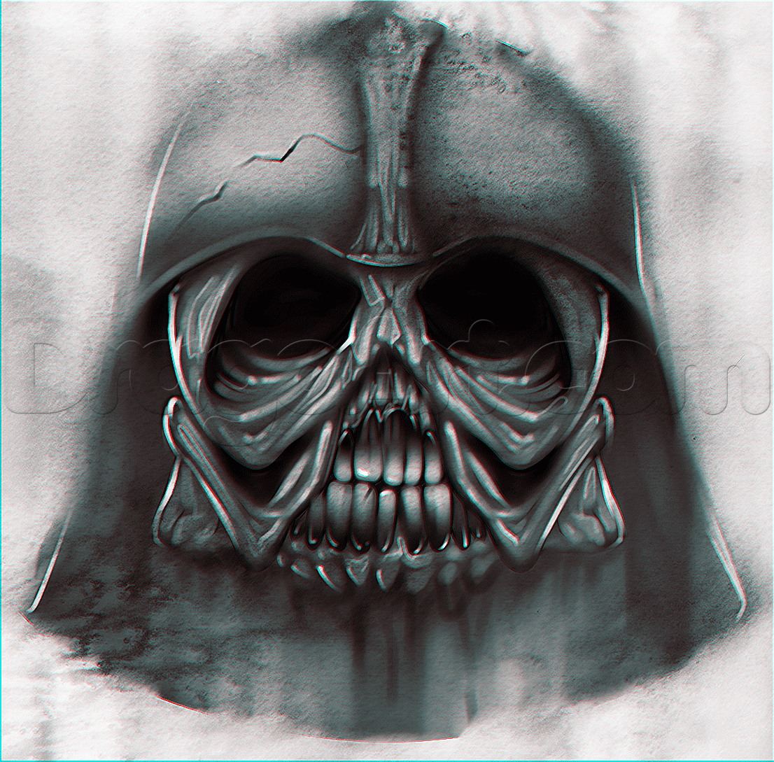 1106x1089 how to draw a darth vader skull, step - Star Wars Darth Vader Drawing