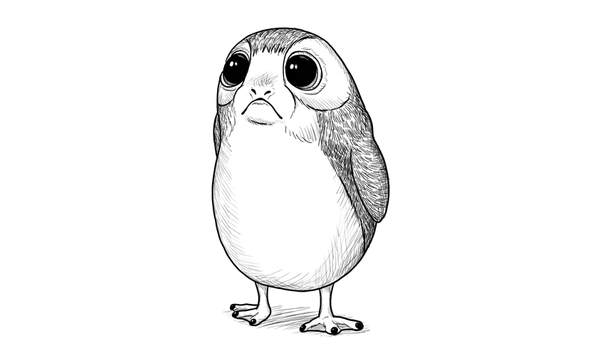 850x503 How To Draw A Porg From Star Wars - Star Wars Drawing Art