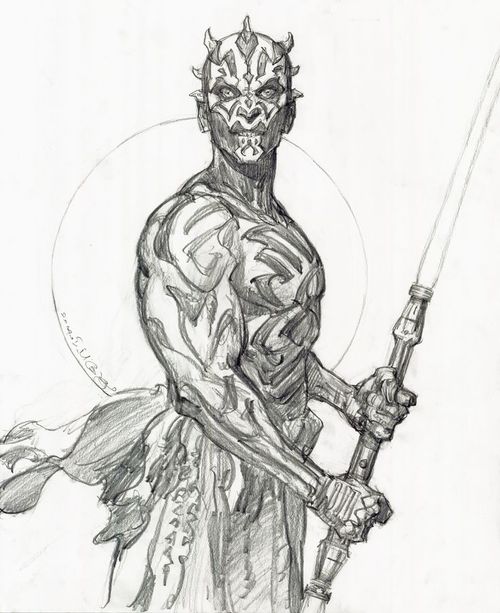 500x613 Star Wars, Darth Maul Drawing Iain Mccaig Comic Art - Star Wars Drawing Art