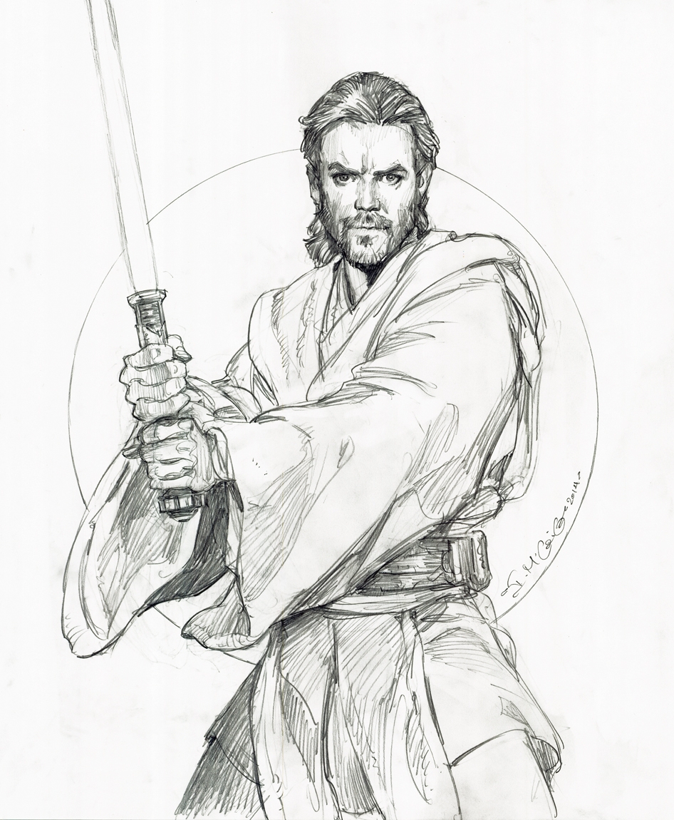 946x1150 Star Wars, Obi Wan Kenobi Drawing Iain Mccaig, In Han P's Star - Star Wars Drawing Art