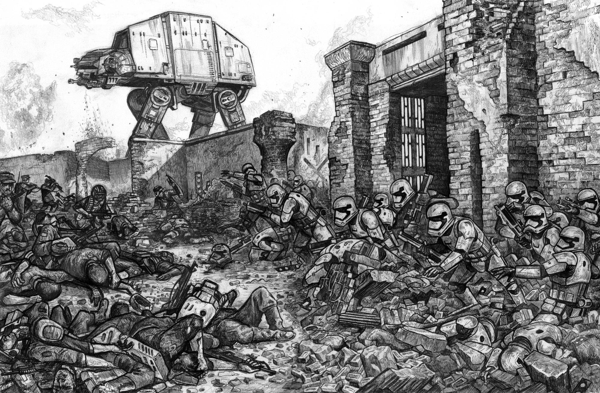 2000x1310 Thought You Guys Might Like This Gritty Star Wars Drawing I Did - Star Wars Drawing Art