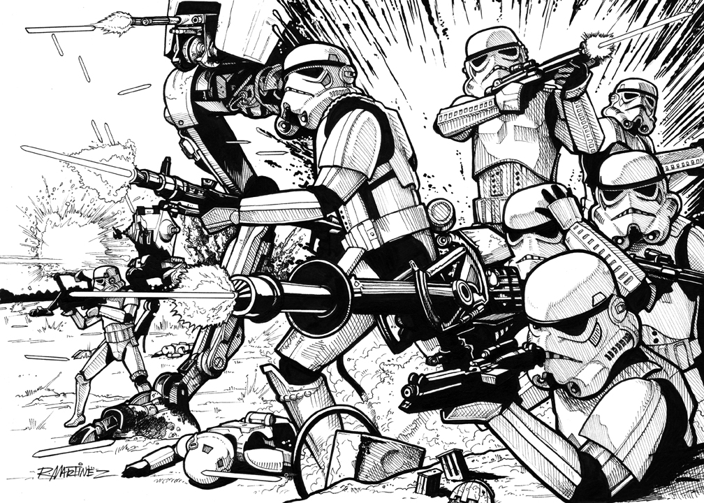 1008x720 Art For Sale! Star Wars Illustrated A New Hope Fight - Star Wars Drawing Art