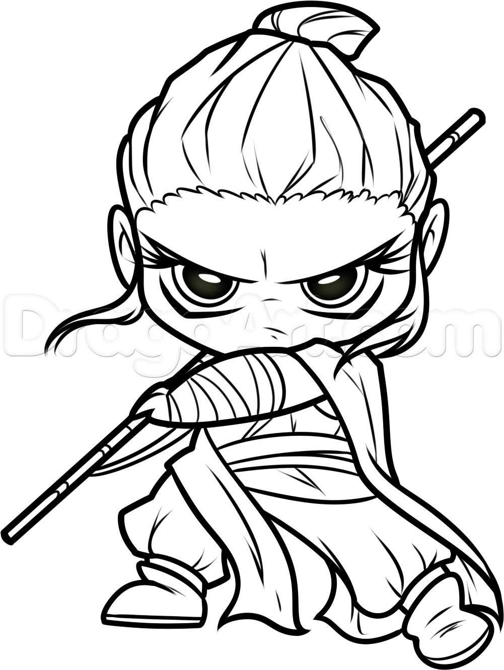 1001x1331 How To Draw Rey From Star Wars, Step - Star Wars Drawing Pictures