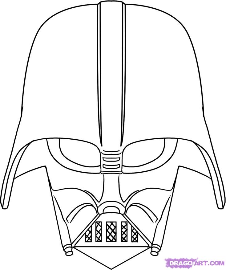 734x876 How To Draw Vader, Step - Star Wars Drawing Pictures