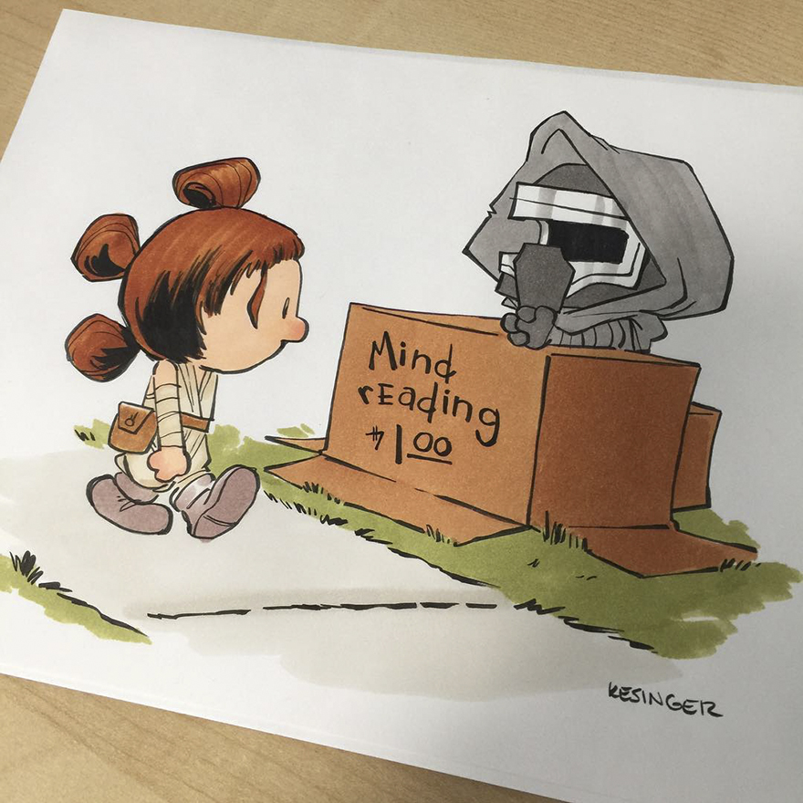 880x880 calvin hobbes star wars drawings brian kesinger - Star Wars Drawings
