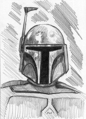 362x500 boba fett star wars aceo sketch card - Star Wars Drawings