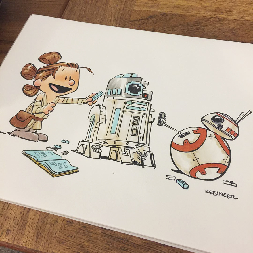 880x880 calvin hobbes star wars drawings brian kesinger bored panda - Star Wars Drawings