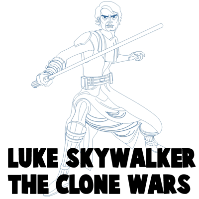 400x400 How To Draw Anakin Skywalker From Star Wars The Clone Wars Cartoon - Star Wars Drawings Easy