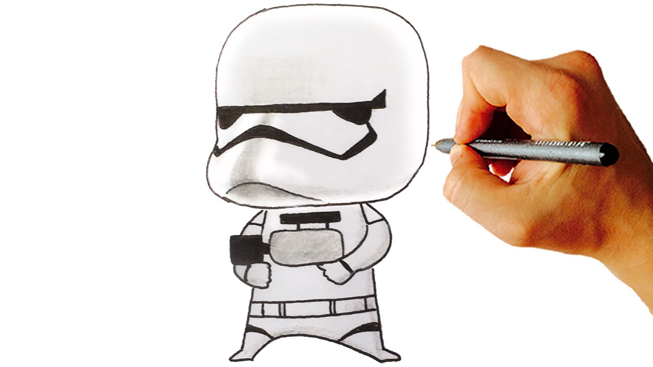 1280x720 How To Draw Stormtrooper Cute Chibi From Star Wars Easy Step - Star Wars Drawings Easy