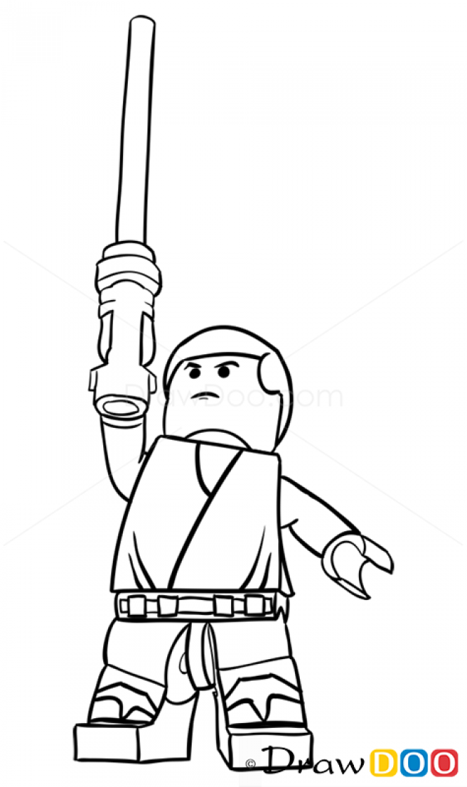 665x1120 how to draw luke skywalker, lego starwars lego star wars - Star Wars Lego Drawing