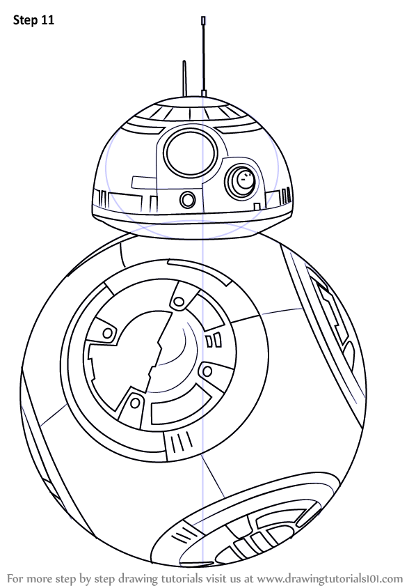 598x844 Learn How To Draw Bb From Star Wars - Star Wars Line Drawing