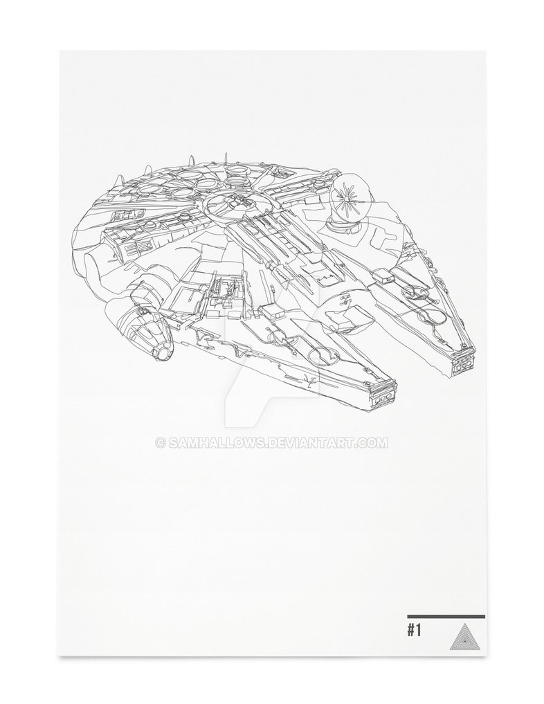 786x1017 Millennium Falcon Star Wars Continuous Line Art - Star Wars Line Drawing