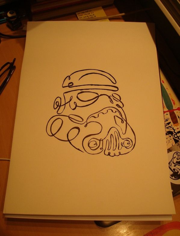 598x785 One Line Stormtrooper Drawing - Star Wars Line Drawing