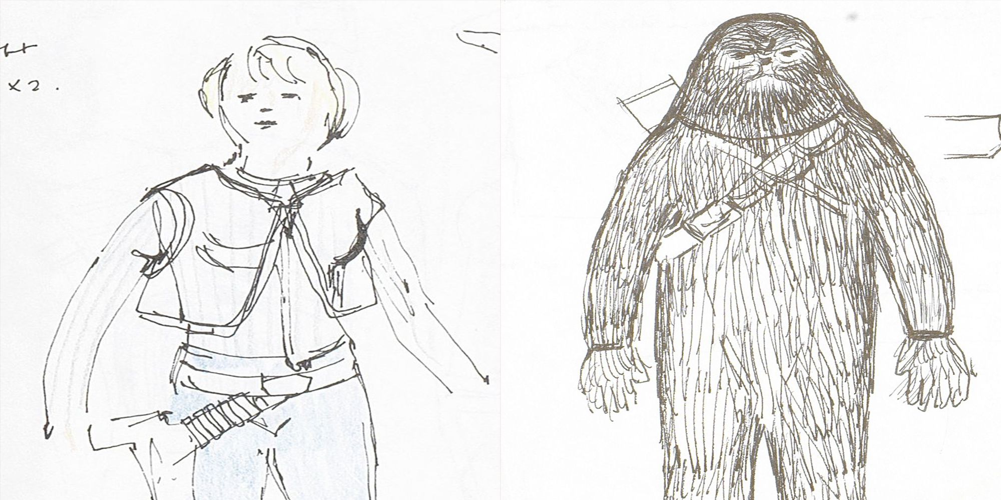 2000x1000 Original Star Wars Costume Sketches - Star Wars Line Drawing