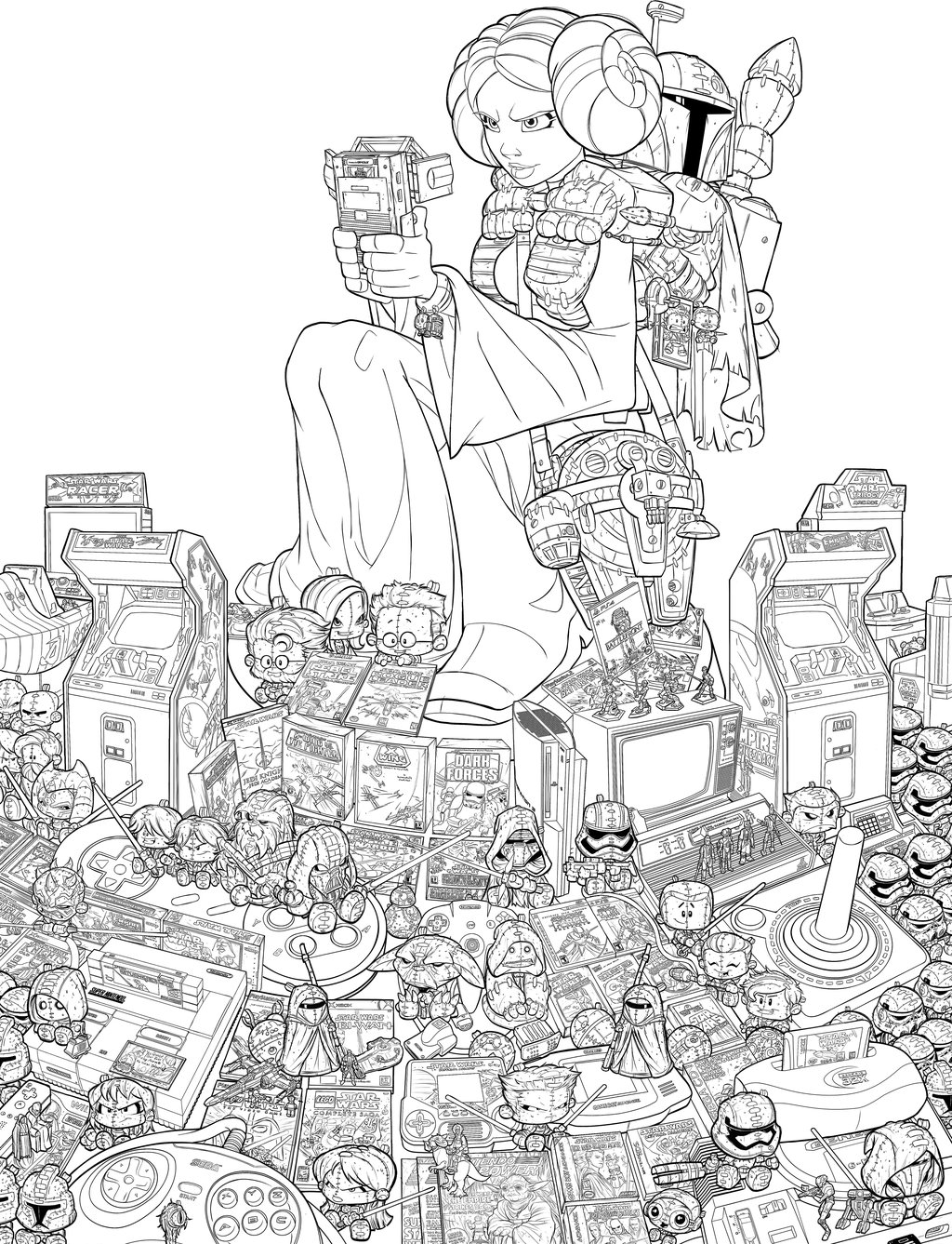 1024x1337 Jawa Drawing Warsline For Free Download - Star Wars Line Drawing