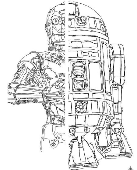 450x561 Mind Blowing Continuous Line Star Wars Drawings - Star Wars Line Drawing
