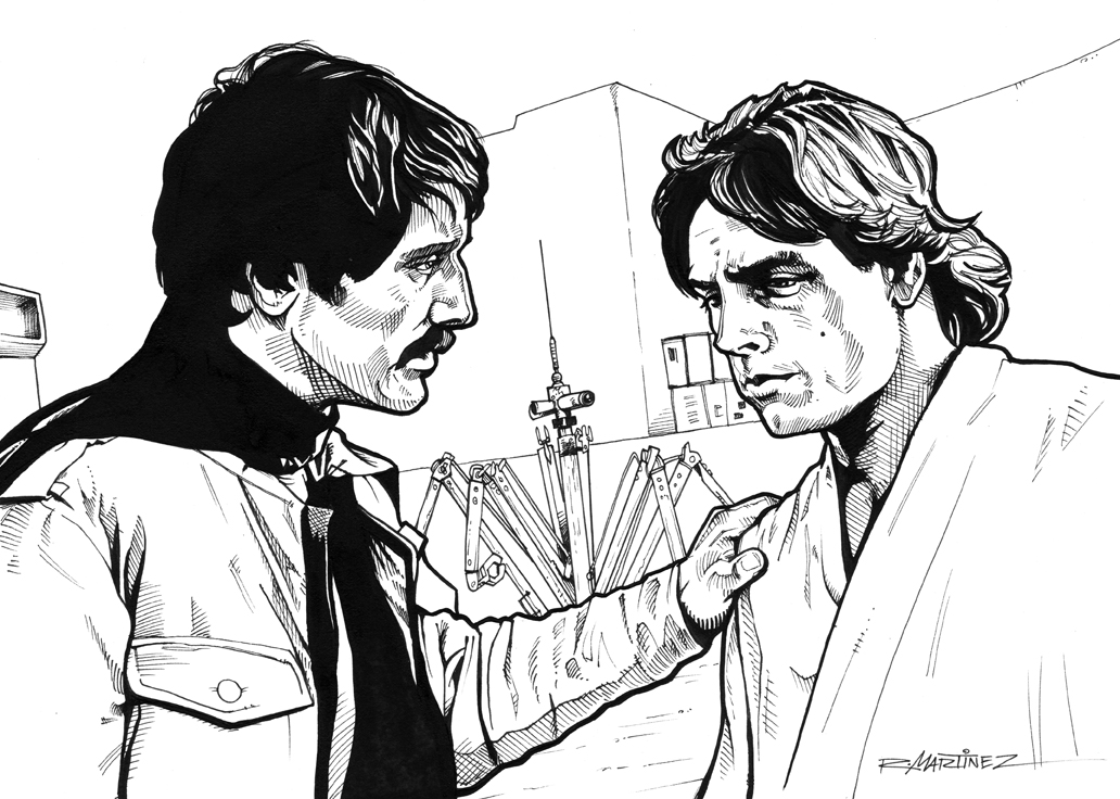1032x736 Art For Sale! Star Wars Illustrated A New Hope Big News - Star Wars Line Drawing