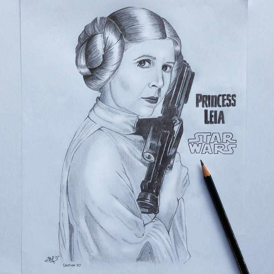 894x894 princess leia from star wars pencil drawing - Star Wars Pencil Drawings