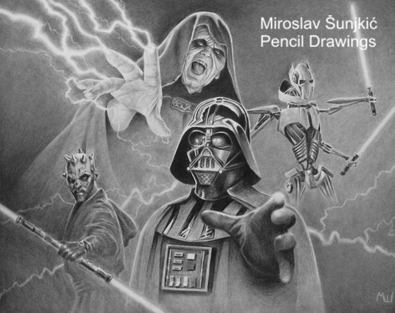 570x451 Star Wars Digital Image Darth Vader Artwork Star Wars Etsy - Star Wars Pencil Drawings