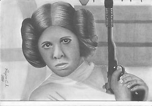 300x210 star wars princess leia carrie fisher pencil drawing original - Star Wars Pencil Drawings
