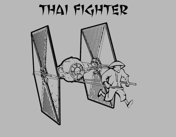 570x443 thai fighter t shirt star wars tie fighter funny shirt etsy - Star Wars Tie Fighter Drawing