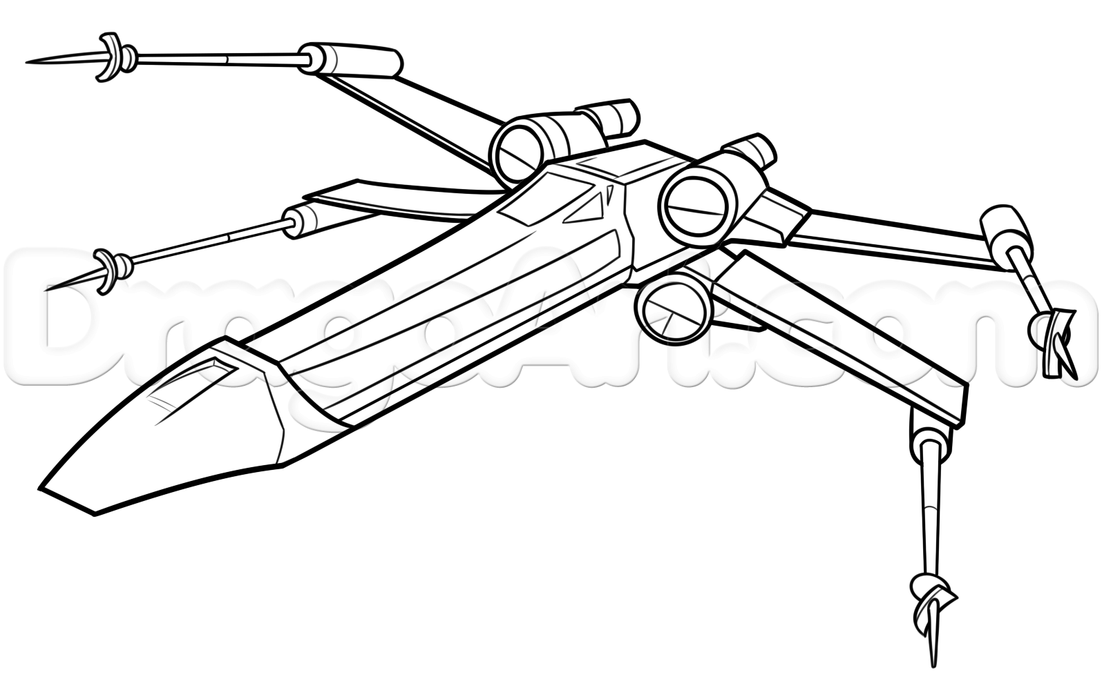 1595x984 how to draw an x wing, x wing starfighter step drawing tips - Star Wars Tie Fighter Drawing