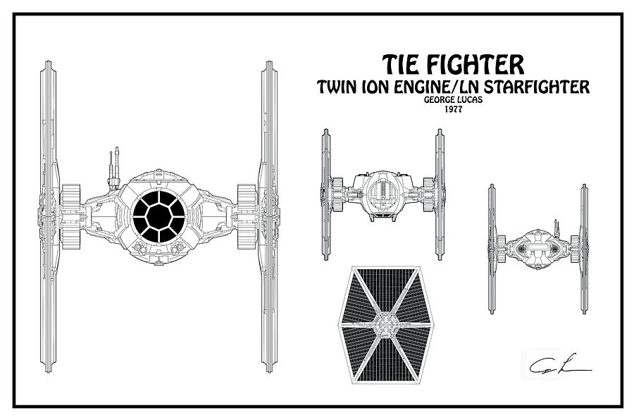 900x596 diagram illustration for the tie fighter from star wars digital art - Star Wars Tie Fighter Drawing