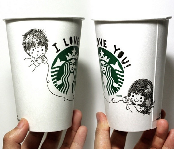 577x495 starbucks encourages creativity with white cup contest - Starbucks Cup Drawing