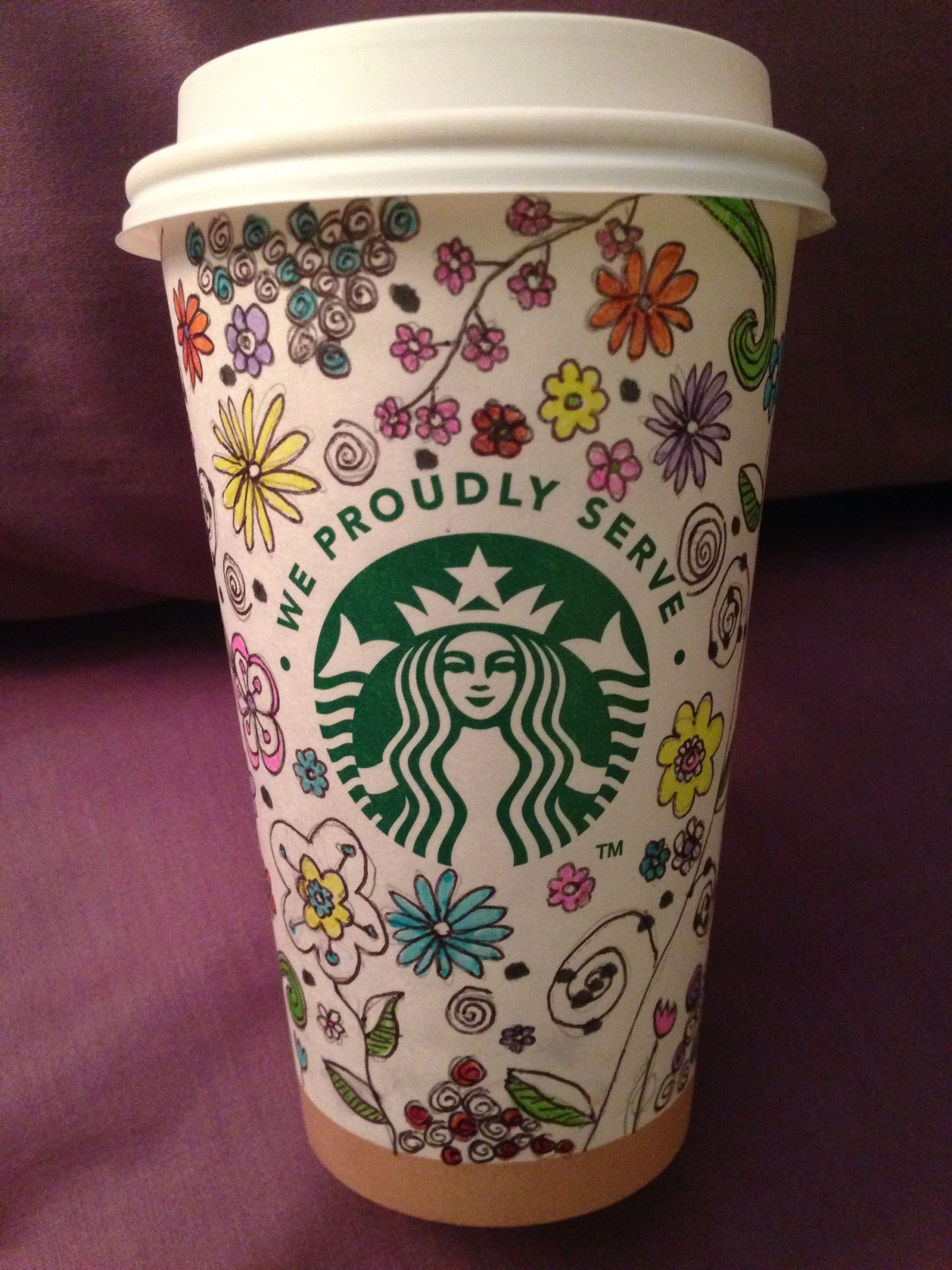 2448x3264 starbucks cup art flowers hippie - Starbucks Cup Drawing