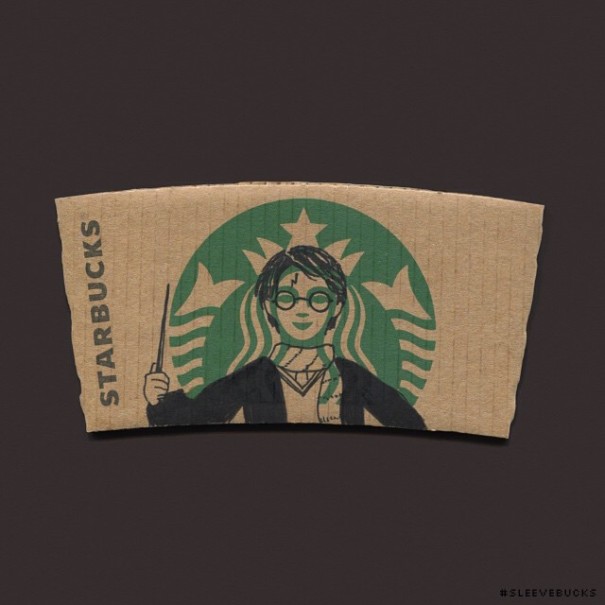 605x605 this instagrammer turns starbucks coffee sleeves into art bored - Starbucks Cup Drawing