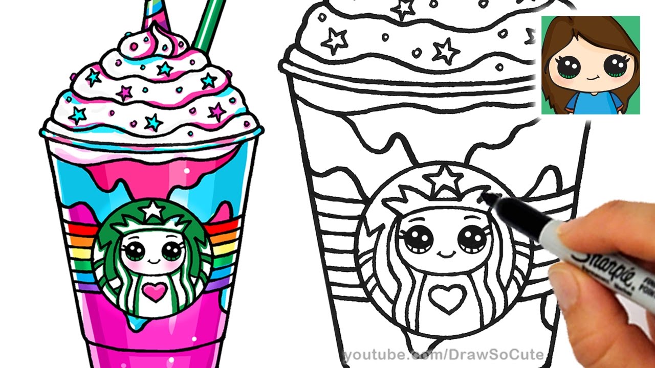 1280x720 how to draw a starbucks unicorn frappuccino - Starbucks Drawing